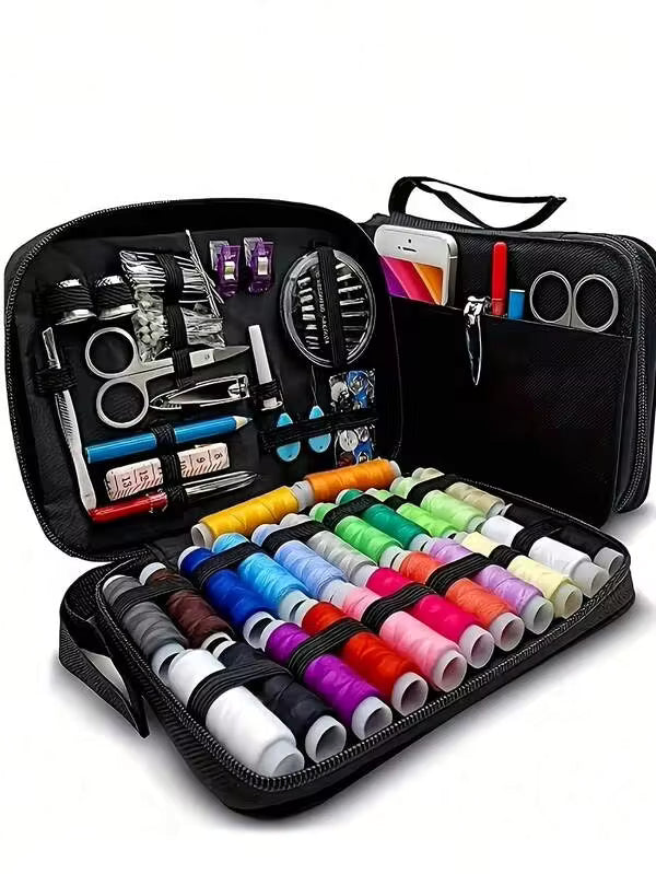 10/27/100Pcs Portable Travel Sewing Kit, Complete Sewing Supplies With 24-Color Thread Needles Scissors Buttons Tape Measure Seam Ripper, Easy DIY Emergency Repair Tools For Beginners, Compact Storage Case For Home Outdoor Trip Vacation Essentials