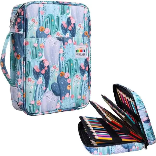 YY 220 Slots Colored Pencil Case Large Capacity Pen Holder For Artist Painter Zipper Organizer Bag For Marker Highlighter Storage Case For Office Sketch Travel Supplies (Black)