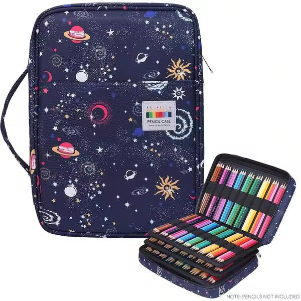 TYD 220 Slots Colored Pencil Case Large Capacity Pen Holder For Artist Painter Zipper Organizer Bag For Marker Highlighter Storage Case For Office Sketch Travel Supplies (Black)